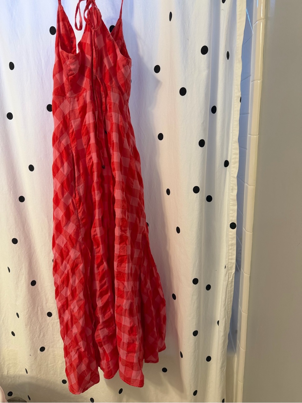 Free People NWT tie front red gingham dress - Picture 3 of 6